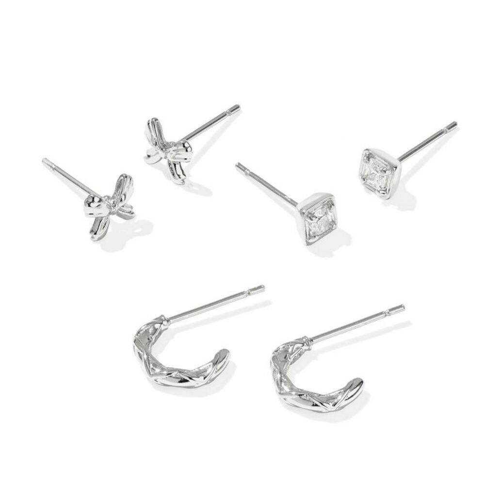 Kendra Scott Belle Cubic Zirconia Stud Earring Set 3pc - Silver/White